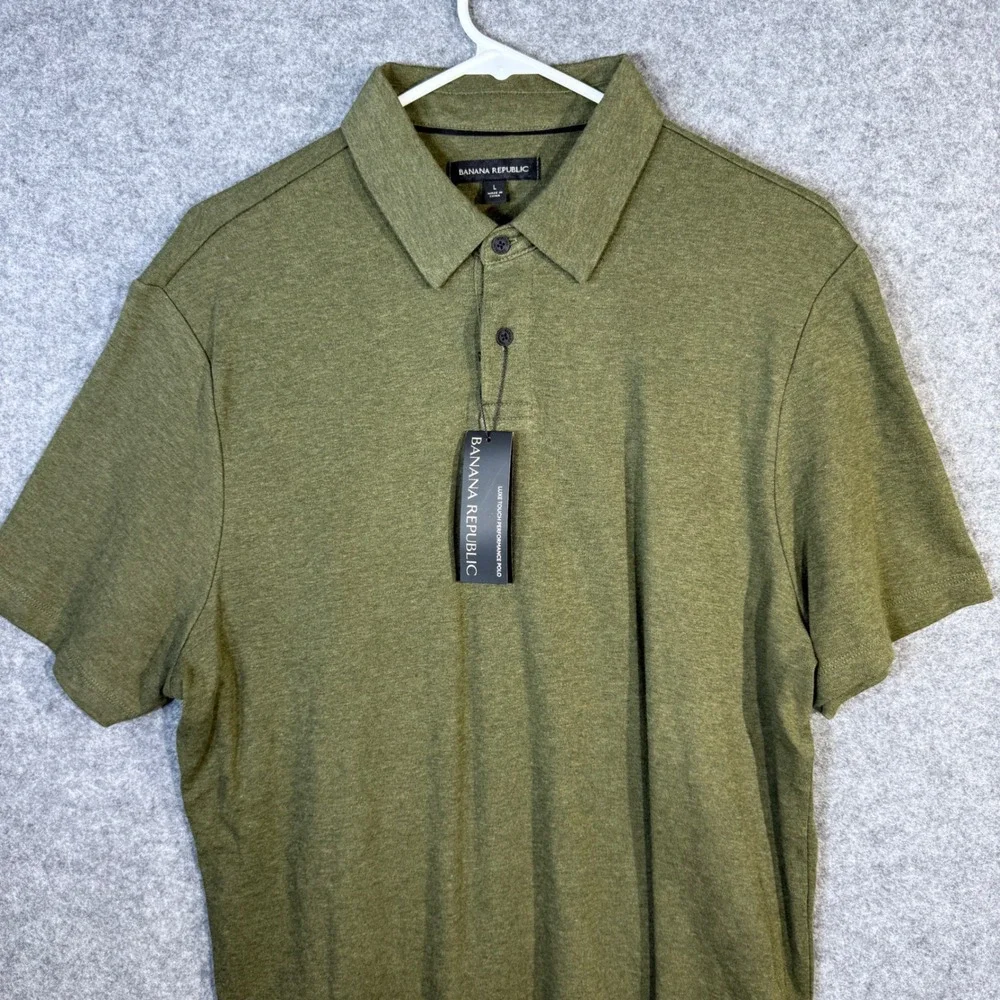 Banana Republic Luxe Touch Performance Polo Olive Green Short Sleeve‎ Men's L